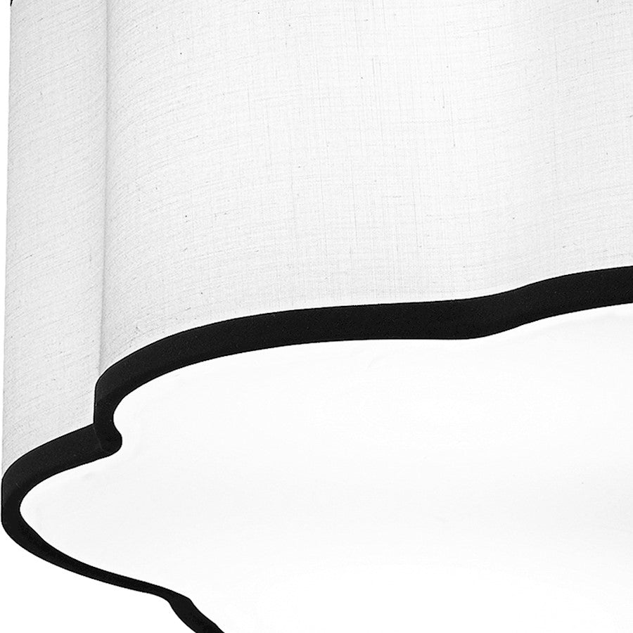 Quoizel Mabry 4 Light Semi-Flush Mount, Matte Black/White Fabric