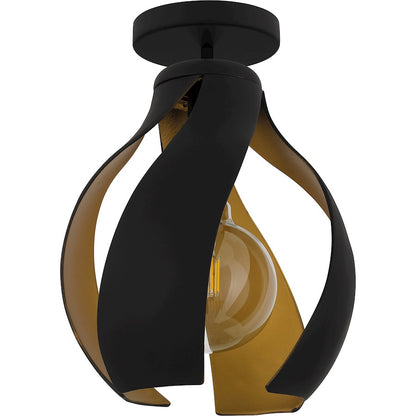 Quoizel Kiko 1 Light Semi-Flush Mount, Matte Black/Metal