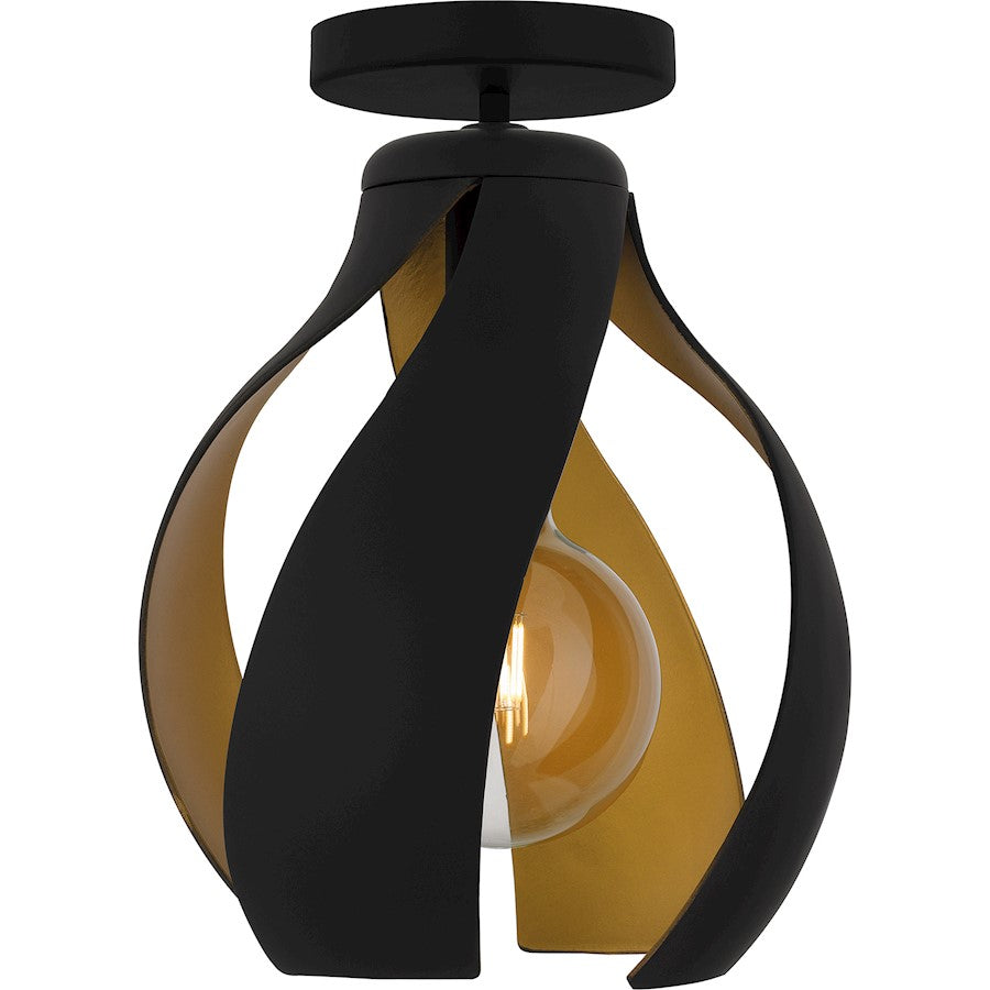 Quoizel Kiko 1 Light Semi-Flush Mount, Matte Black/Metal