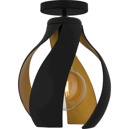 Quoizel Kiko 1 Light Semi-Flush Mount, Matte Black/Metal