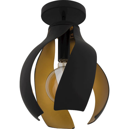 Quoizel Kiko 1 Light Semi-Flush Mount, Matte Black/Metal