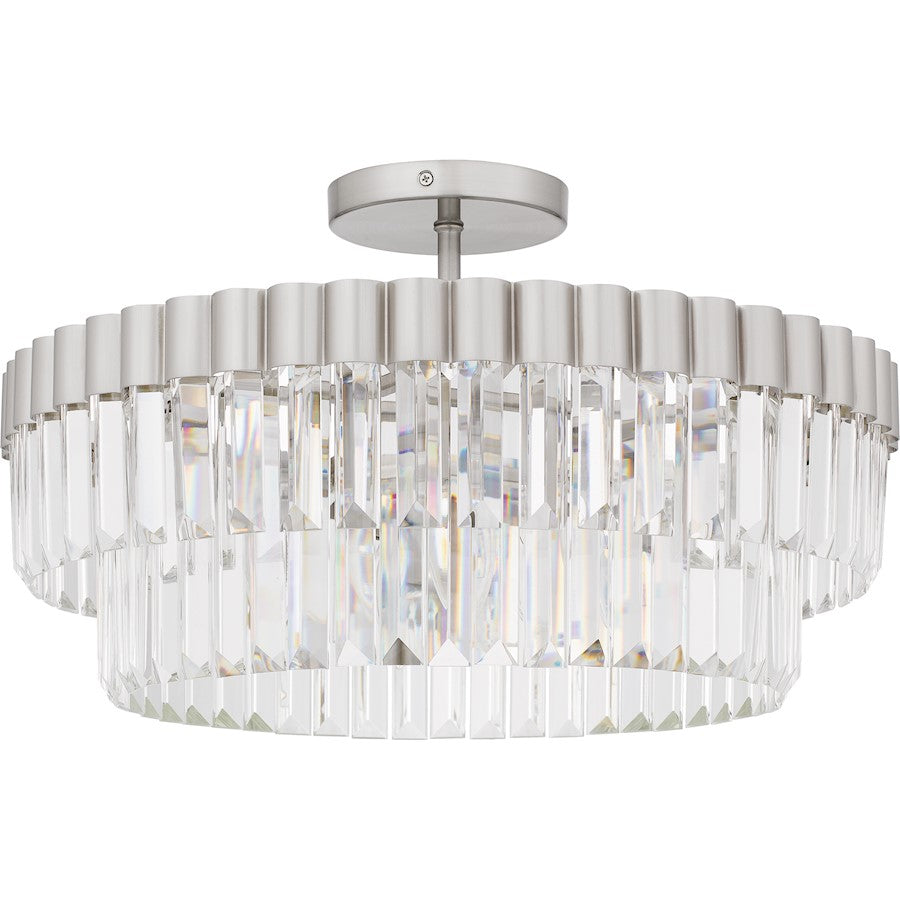 Quoizel Starlight 4Lt Semi-Flush Mount, Nickel/Clear Crystal Glass