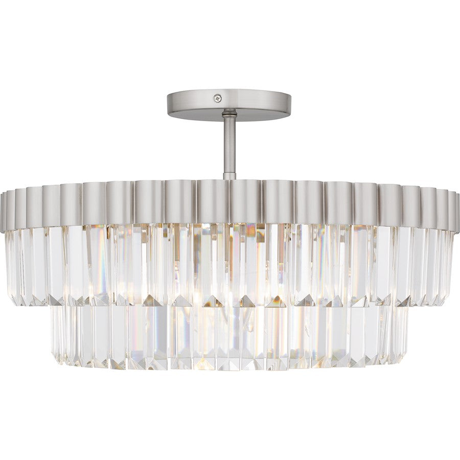 Quoizel Starlight 4Lt Semi-Flush Mount, Nickel/Clear Crystal Glass
