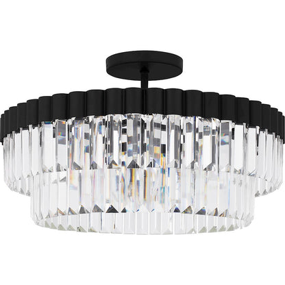 Quoizel Starlight 4Lt Semi-Flush Mount, Black/Clear Crystal Glass