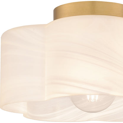 Quoizel Lilly 1 Light Semi-Flush Mount, Brass/Alabaster Glass