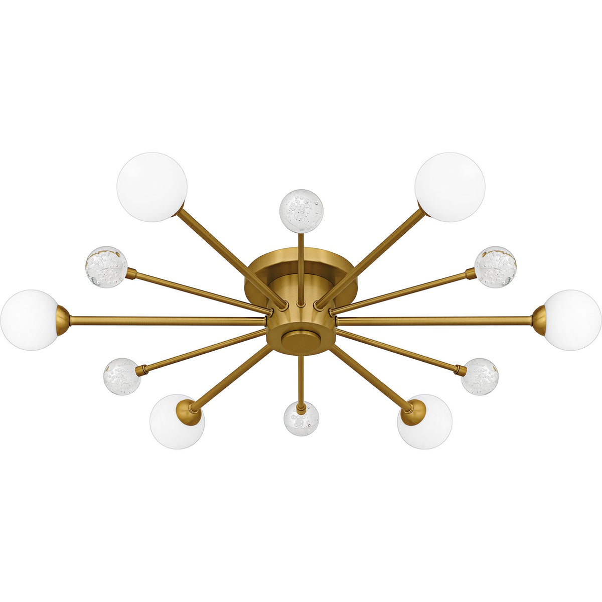 Quoizel Combe 30in 6-Light Semi-Flush Mount | Modern Brushed Gold and Opal Etched Glass | Living Room & Bedroom | 30 x 30 x 4.25 in | Model QSF6781BRG