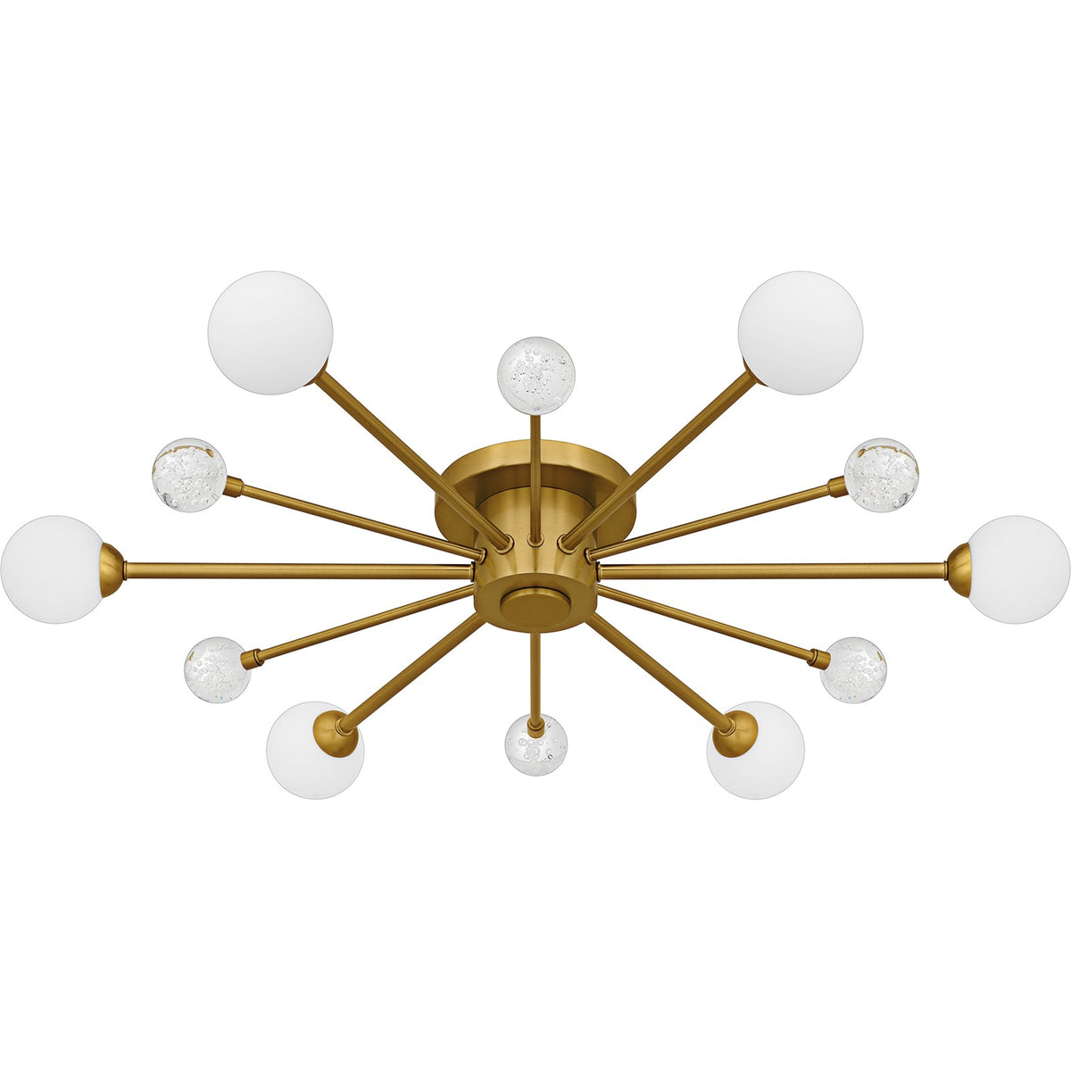 Quoizel Combe 30in 6-Light Semi-Flush Mount | Modern Brushed Gold and Opal Etched Glass | Living Room & Bedroom | 30 x 30 x 4.25 in | Model QSF6781BRG