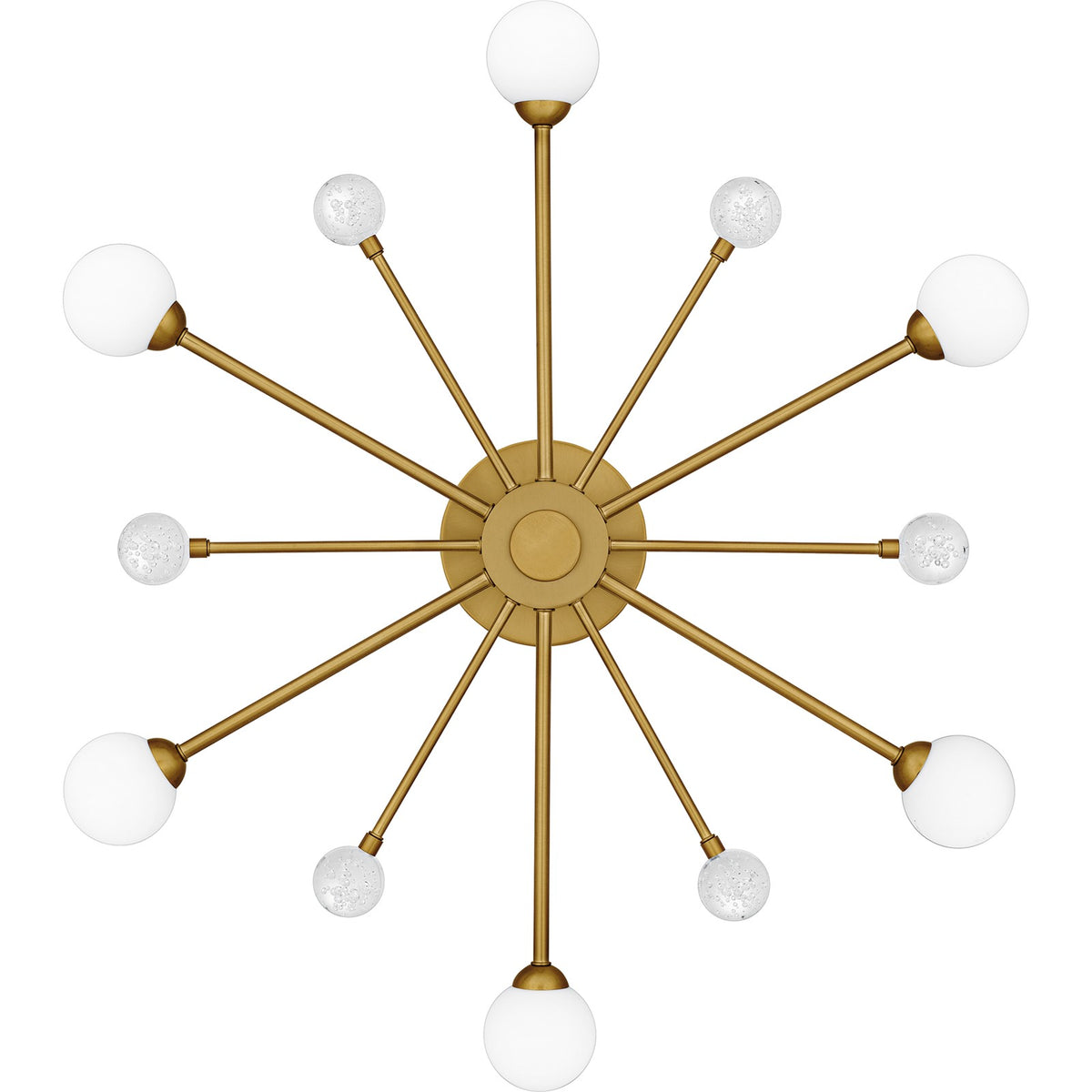 Quoizel Combe 30in 6-Light Semi-Flush Mount | Modern Brushed Gold and Opal Etched Glass | Living Room & Bedroom | 30 x 30 x 4.25 in | Model QSF6781BRG
