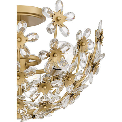 Quoizel Rosemary 15.75in 3-Light Semi-Flush Mount | Glam Soft Gold and Clear Crystal Glass | Bedroom & Entryway | Model QSF6783SGD