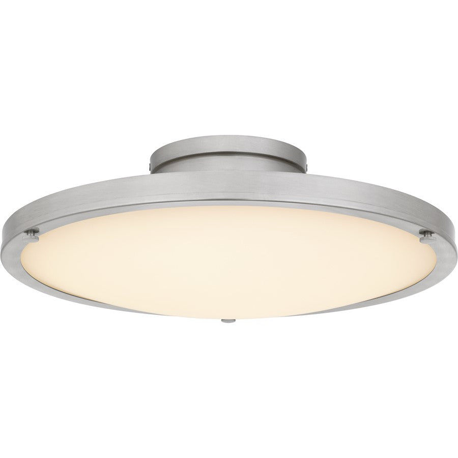 Quoizel Donne 16in LED Semi-Flush Mount | Traditional Brushed Nickel and White Etched Glass | Bedroom & Hallway | Model QSF6784BN