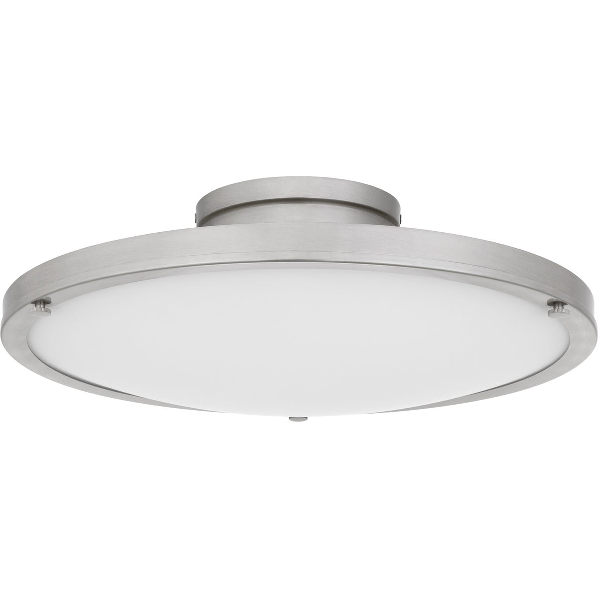 Quoizel Donne 16in LED Semi-Flush Mount | Traditional Brushed Nickel and White Etched Glass | Bedroom & Hallway | Model QSF6784BN
