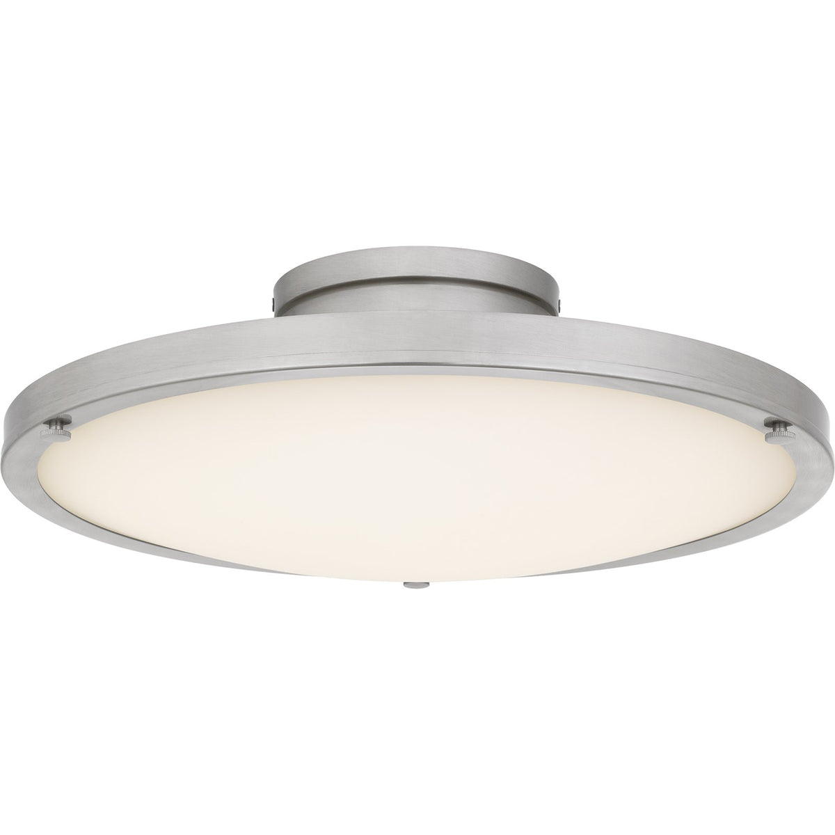 Quoizel Donne 16in LED Semi-Flush Mount | Traditional Brushed Nickel and White Etched Glass | Bedroom & Hallway | Model QSF6784BN