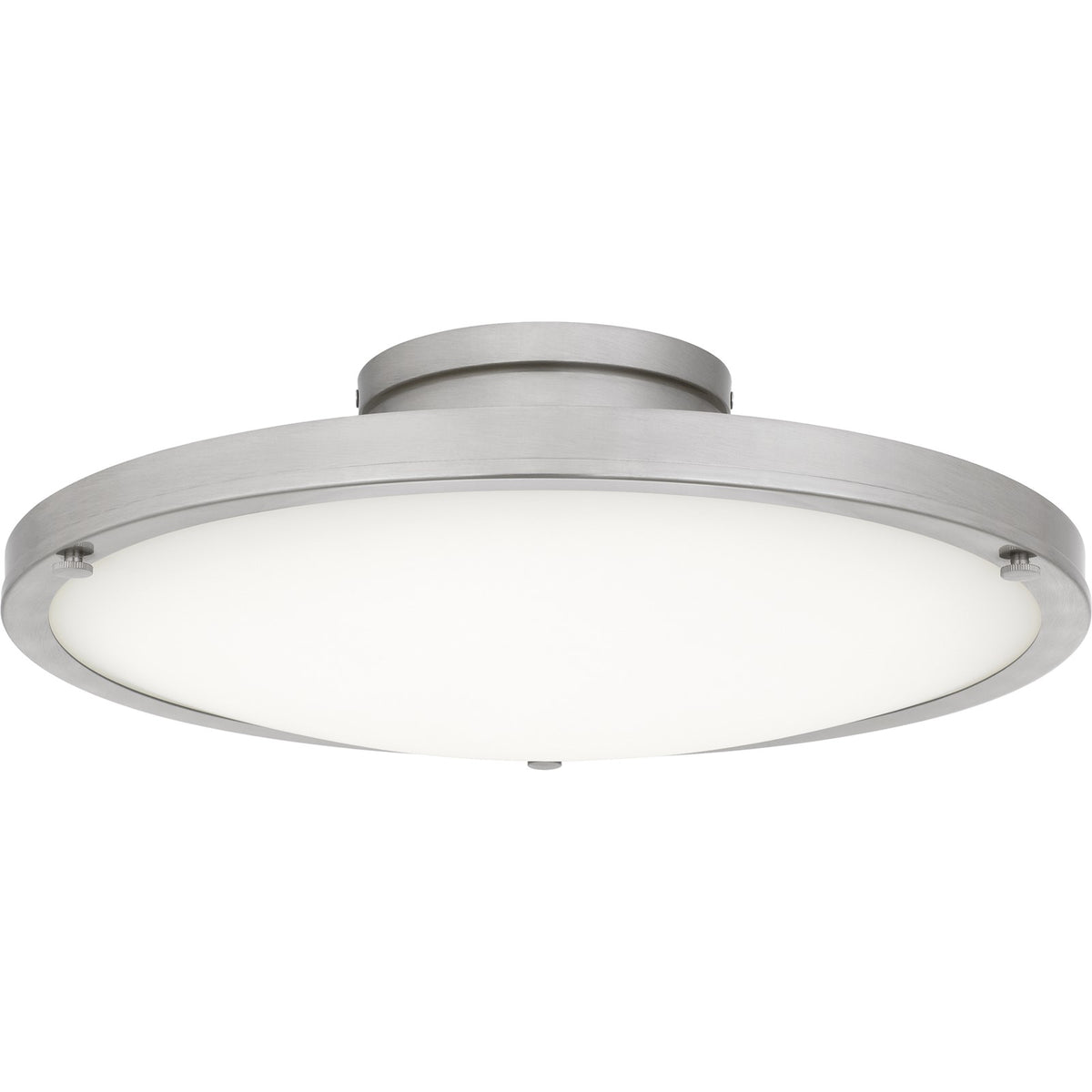 Quoizel Donne 16in LED Semi-Flush Mount | Traditional Brushed Nickel and White Etched Glass | Bedroom & Hallway | Model QSF6784BN