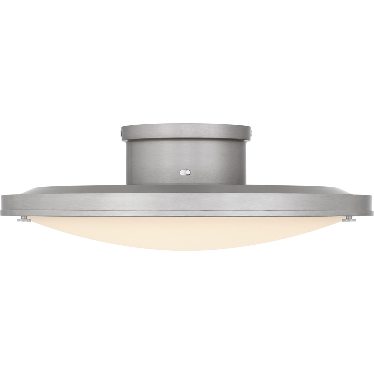 Quoizel Donne 16in LED Semi-Flush Mount | Traditional Brushed Nickel and White Etched Glass | Bedroom & Hallway | Model QSF6784BN