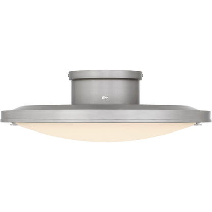 Quoizel Donne 16in LED Semi-Flush Mount | Traditional Brushed Nickel and White Etched Glass | Bedroom & Hallway | Model QSF6784BN