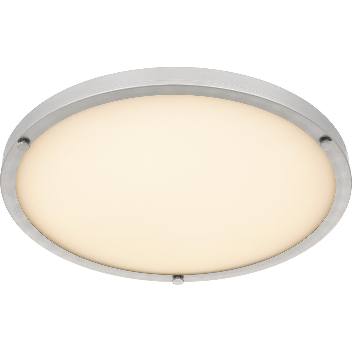 Quoizel Donne 16in LED Semi-Flush Mount | Traditional Brushed Nickel and White Etched Glass | Bedroom & Hallway | Model QSF6784BN