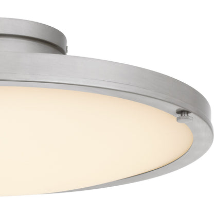 Quoizel Donne 16in LED Semi-Flush Mount | Traditional Brushed Nickel and White Etched Glass | Bedroom & Hallway | Model QSF6784BN