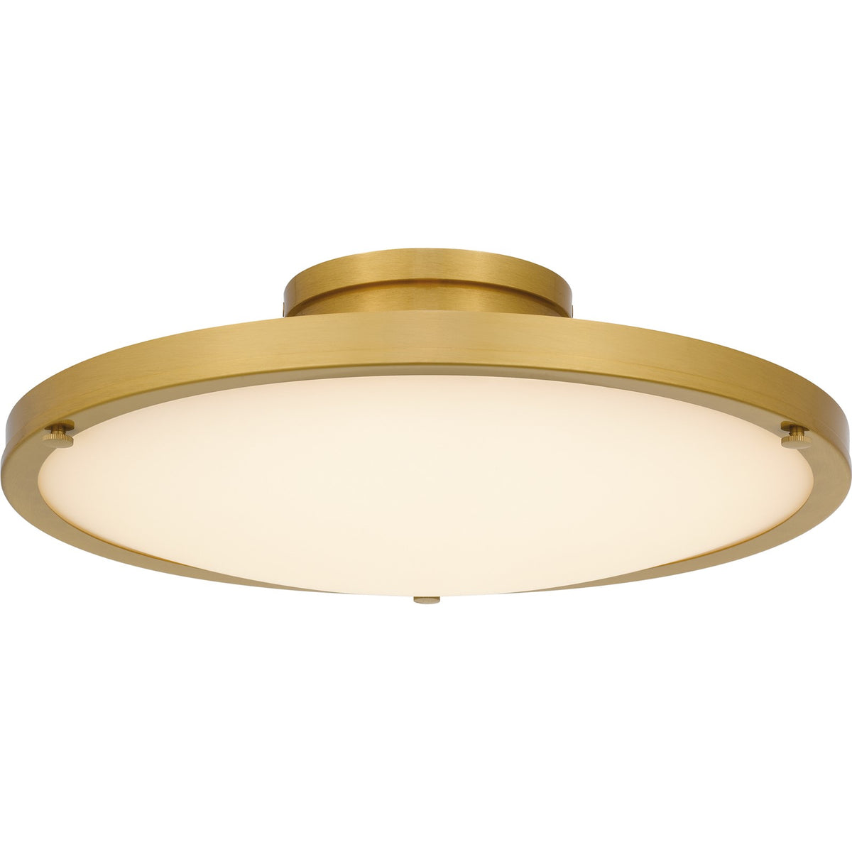 Quoizel Donne 16in LED Semi-Flush Mount | Traditional Brushed Gold and White Etched Glass | Bedroom & Hallway | Model QSF6784BRG