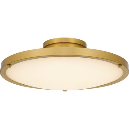 Quoizel Donne 16in LED Semi-Flush Mount | Traditional Brushed Gold and White Etched Glass | Bedroom & Hallway | Model QSF6784BRG