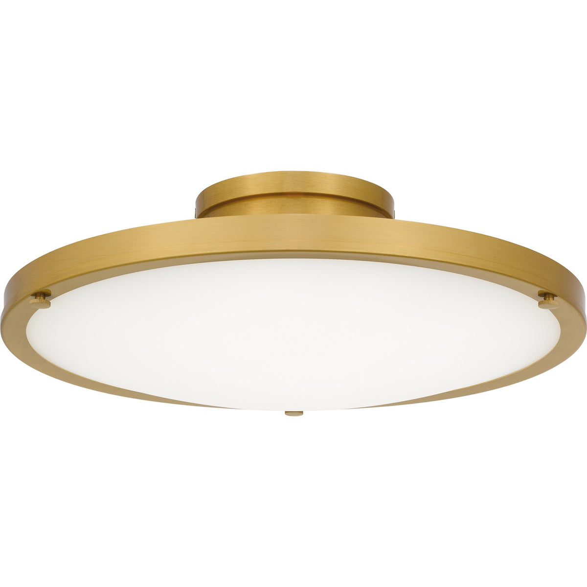 Quoizel Donne 16in LED Semi-Flush Mount | Traditional Brushed Gold and White Etched Glass | Bedroom & Hallway | Model QSF6784BRG