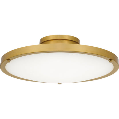 Quoizel Donne 16in LED Semi-Flush Mount | Traditional Brushed Gold and White Etched Glass | Bedroom & Hallway | Model QSF6784BRG