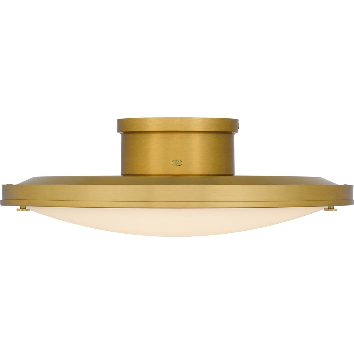 Quoizel Donne 16in LED Semi-Flush Mount | Traditional Brushed Gold and White Etched Glass | Bedroom & Hallway | Model QSF6784BRG