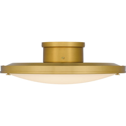 Quoizel Donne 16in LED Semi-Flush Mount | Traditional Brushed Gold and White Etched Glass | Bedroom & Hallway | Model QSF6784BRG