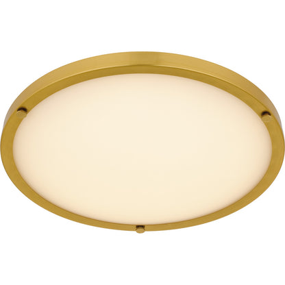 Quoizel Donne 16in LED Semi-Flush Mount | Traditional Brushed Gold and White Etched Glass | Bedroom & Hallway | Model QSF6784BRG