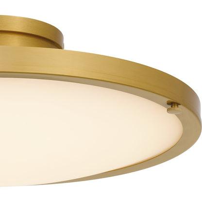 Quoizel Donne 16in LED Semi-Flush Mount | Traditional Brushed Gold and White Etched Glass | Bedroom & Hallway | Model QSF6784BRG