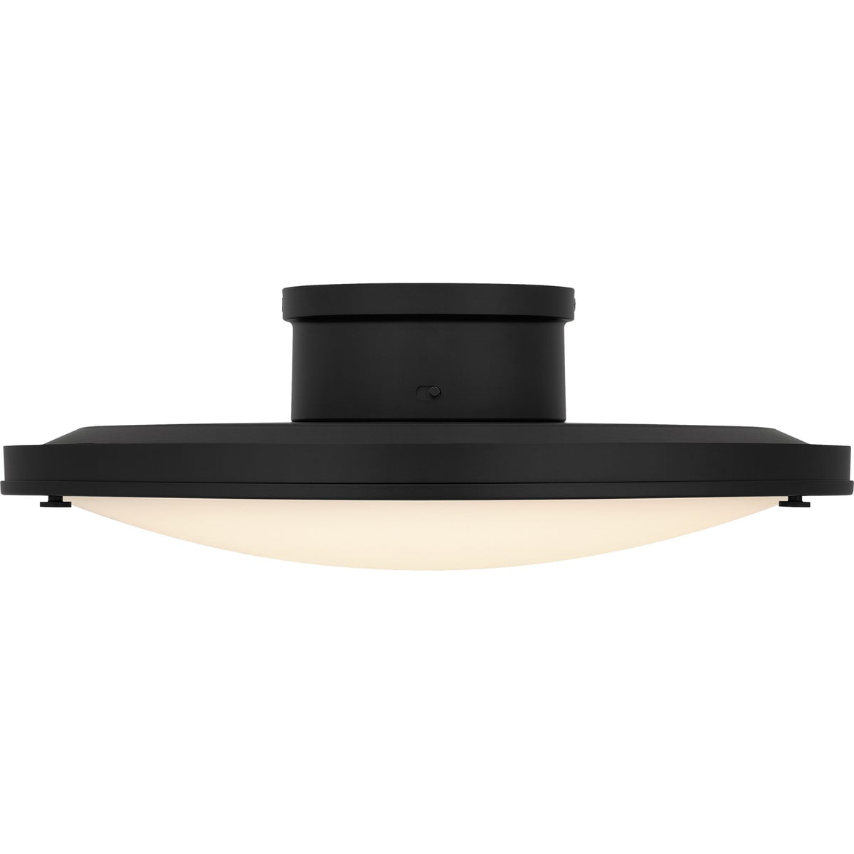 Quoizel Donne 16in LED Semi-Flush Mount | Traditional Matte Black and White Etched Glass | Bedroom & Hallway | 15.75 x 15.75 x 5 in | Model QSF6784MBK