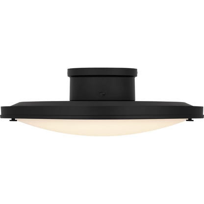Quoizel Donne 16in LED Semi-Flush Mount | Traditional Matte Black and White Etched Glass | Bedroom & Hallway | 15.75 x 15.75 x 5 in | Model QSF6784MBK