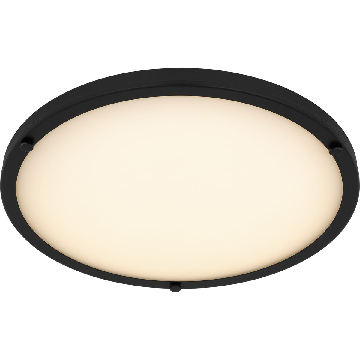 Quoizel Donne 16in LED Semi-Flush Mount | Traditional Matte Black and White Etched Glass | Bedroom & Hallway | 15.75 x 15.75 x 5 in | Model QSF6784MBK