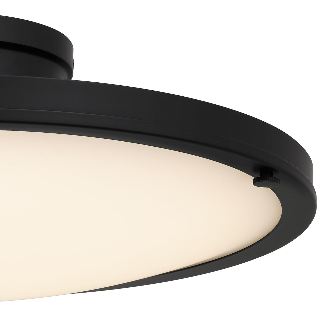 Quoizel Donne 16in LED Semi-Flush Mount | Traditional Matte Black and White Etched Glass | Bedroom & Hallway | 15.75 x 15.75 x 5 in | Model QSF6784MBK