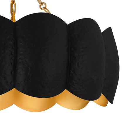 Quoizel Santana 19in 4-Light Semi-Flush Mount | Modern Matte Black and Gold Metal | Bedroom & Hallway | 19.25 x 19.25 x 12 in | Model QSF6794MBK