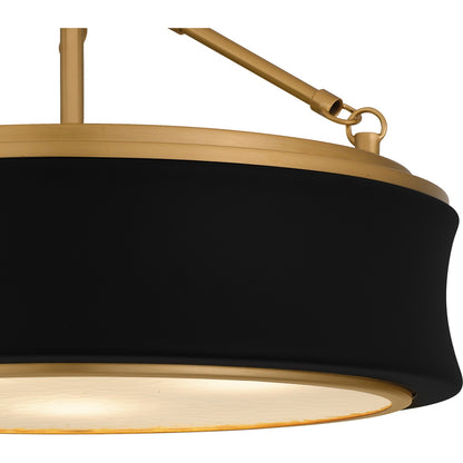 Quoizel Dylan 16in 3-Light Semi-Flush Mount | Modern Matte Black and Gold Clear Textured Glass | Bedroom & Hallway | Model QSF6801MBK
