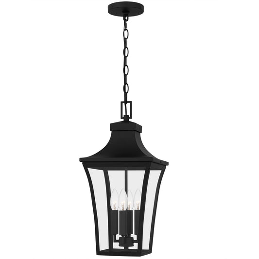 Quoizel Quentin 10in 4-Light Mini Pendant | Traditional Earth Black and Clear Glass | Kitchen Island & Bar | 10 x 10 x 21 in | Model QTN1510EK