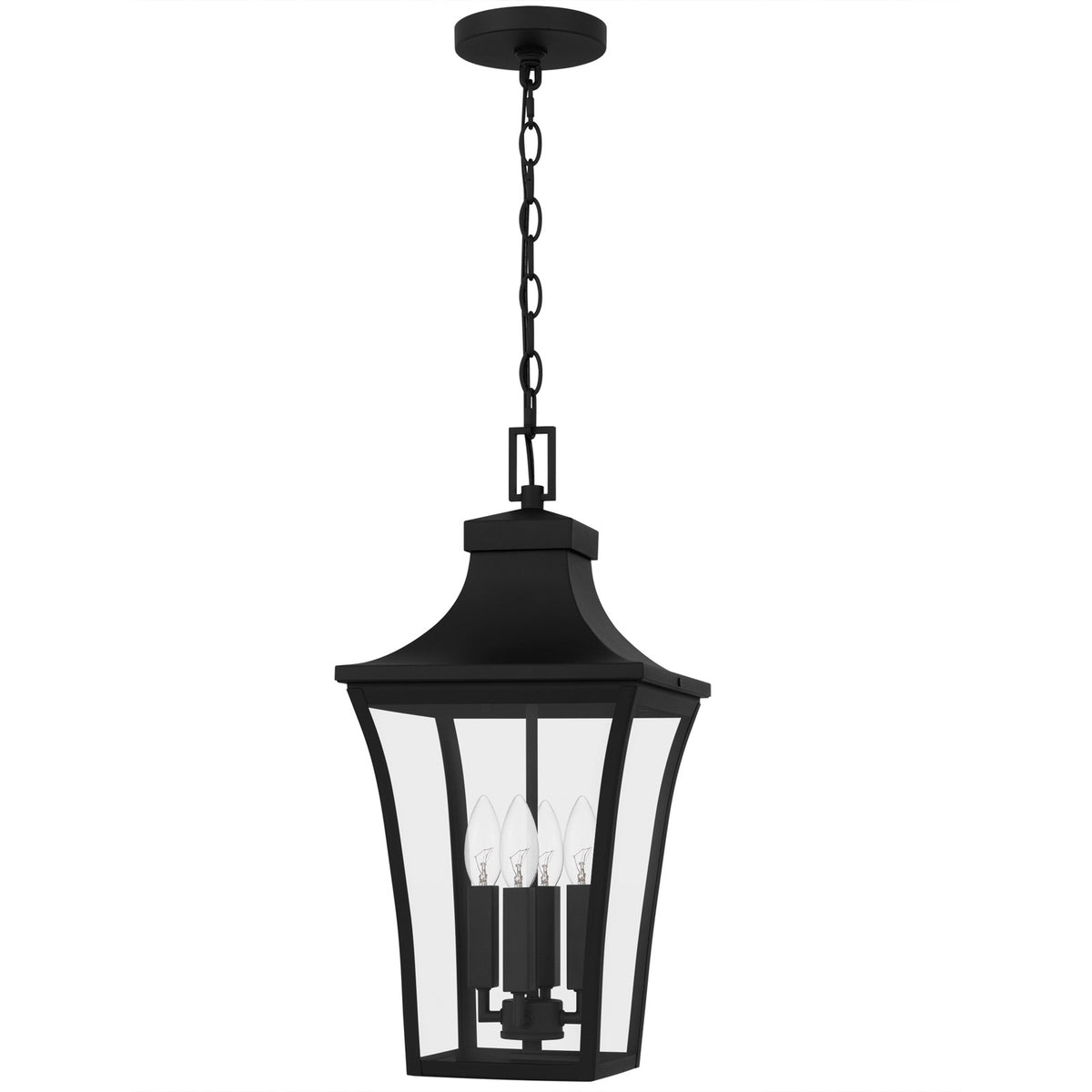 Quoizel Quentin 10in 4-Light Mini Pendant | Traditional Earth Black and Clear Glass | Kitchen Island & Bar | 10 x 10 x 21 in | Model QTN1510EK