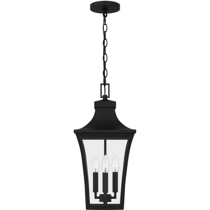 Quoizel Quentin 10in 4-Light Outdoor Hanging Lantern | Traditional Earth Black and Clear Glass | Porch & Entryway | 10 x 10 x 21 in | Model QTN1910EK