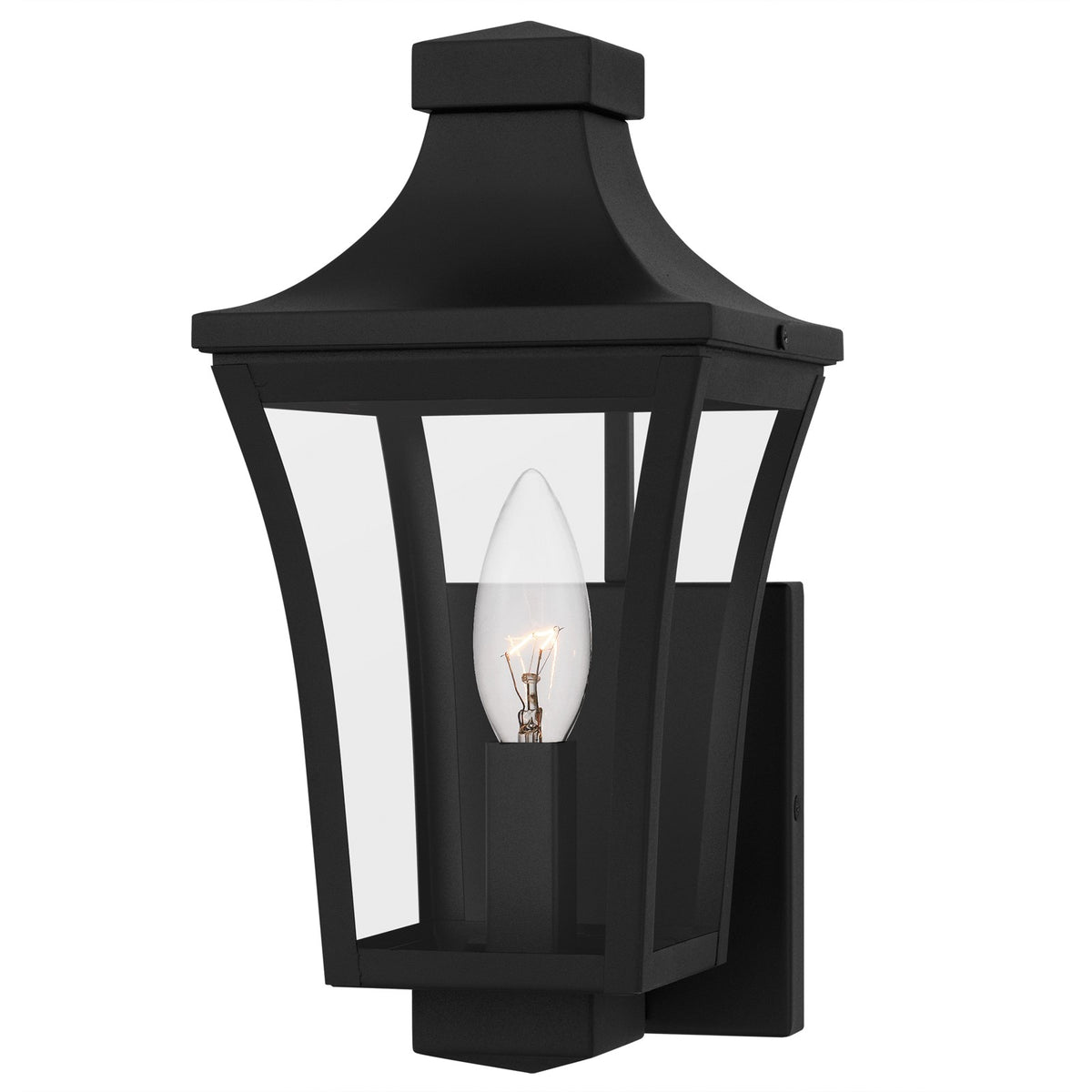 Quoizel Quentin 6in 1-Light Outdoor Wall Lantern | Traditional Earth Black and Clear Glass | Porch & Entryway | 6 x 7 x 12 in | Model QTN8406EK