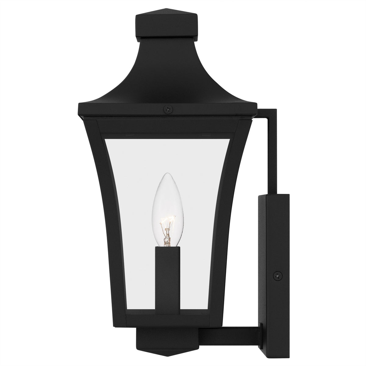 Quoizel Quentin 6in 1-Light Outdoor Wall Lantern | Traditional Earth Black and Clear Glass | Porch & Entryway | 6 x 7 x 12 in | Model QTN8406EK