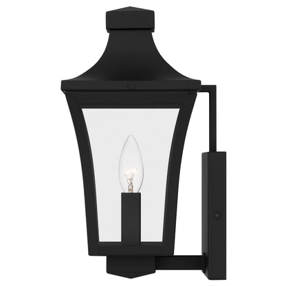 Quoizel Quentin 6in 1-Light Outdoor Wall Lantern | Traditional Earth Black and Clear Glass | Porch & Entryway | 6 x 7 x 12 in | Model QTN8406EK