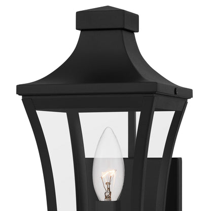 Quoizel Quentin 6in 1-Light Outdoor Wall Lantern | Traditional Earth Black and Clear Glass | Porch & Entryway | 6 x 7 x 12 in | Model QTN8406EK