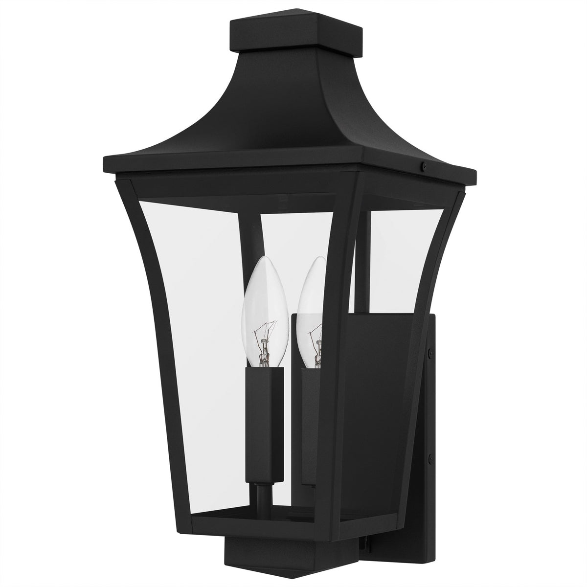 Quoizel Quentin 8in 2-Light Outdoor Wall Lantern | Traditional Earth Black and Clear Glass | Porch & Entryway | 8 x 9 x 16.25 in | Model QTN8408EK