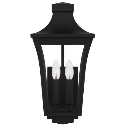 Quoizel Quentin 8in 2-Light Outdoor Wall Lantern | Traditional Earth Black and Clear Glass | Porch & Entryway | 8 x 9 x 16.25 in | Model QTN8408EK