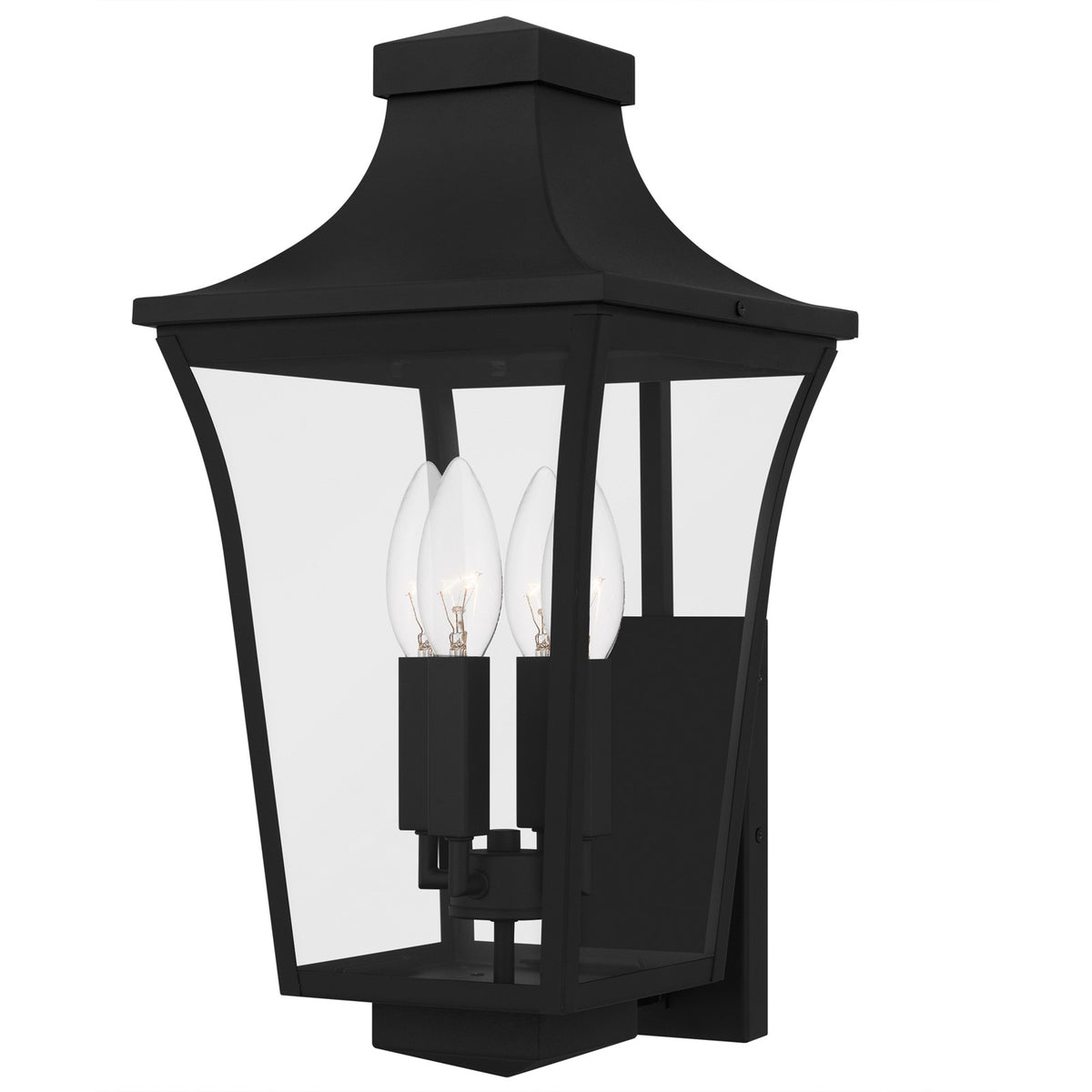 Quoizel Quentin 20in 4-Light Outdoor Lantern | Traditional Earth Black and Clear Glass | Front Porch & Entryway | 10 x 11.25 x 20 in | Model QTN8410EK