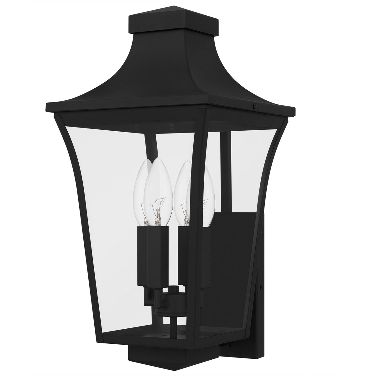 Quoizel Quentin 20in 4-Light Outdoor Lantern | Traditional Earth Black and Clear Glass | Front Porch & Entryway | 10 x 11.25 x 20 in | Model QTN8410EK