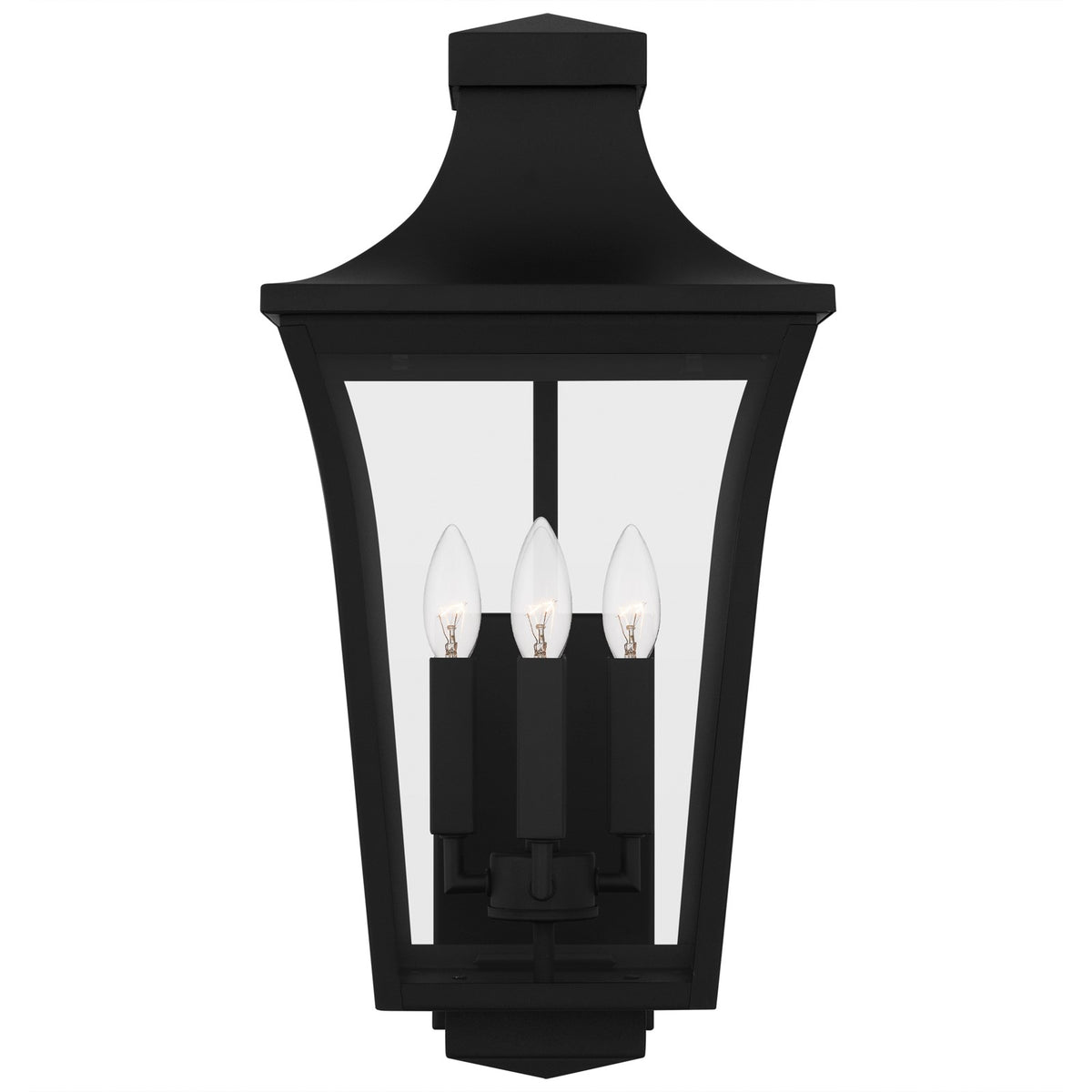 Quoizel Quentin 20in 4-Light Outdoor Lantern | Traditional Earth Black and Clear Glass | Front Porch & Entryway | 10 x 11.25 x 20 in | Model QTN8410EK