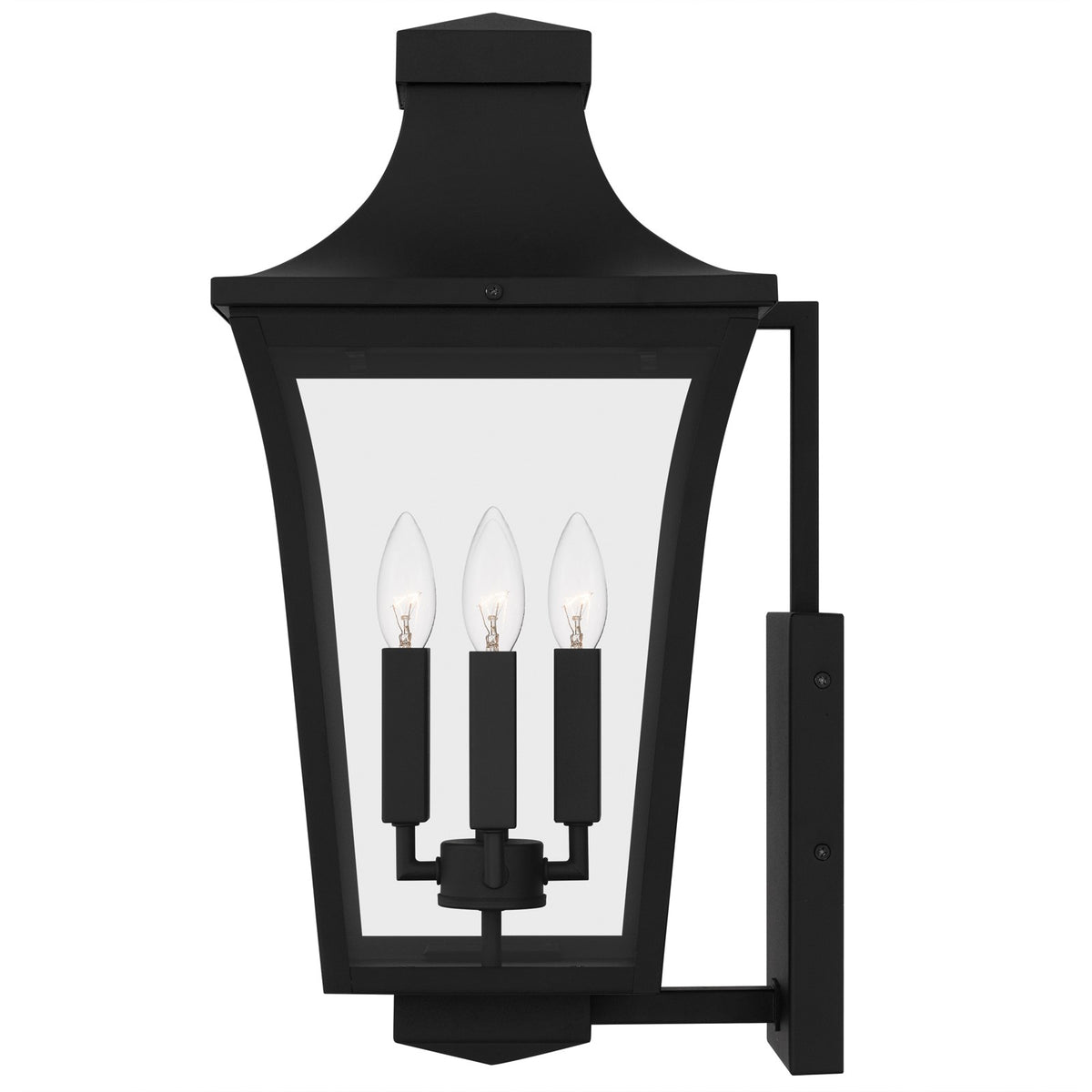 Quoizel Quentin 20in 4-Light Outdoor Lantern | Traditional Earth Black and Clear Glass | Front Porch & Entryway | 10 x 11.25 x 20 in | Model QTN8410EK