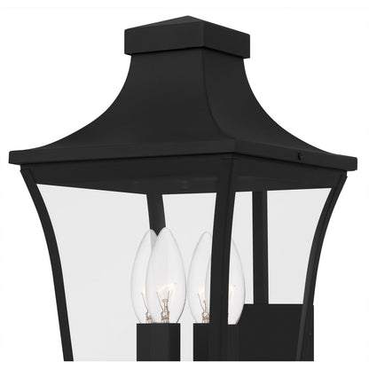 Quoizel Quentin 20in 4-Light Outdoor Lantern | Traditional Earth Black and Clear Glass | Front Porch & Entryway | 10 x 11.25 x 20 in | Model QTN8410EK