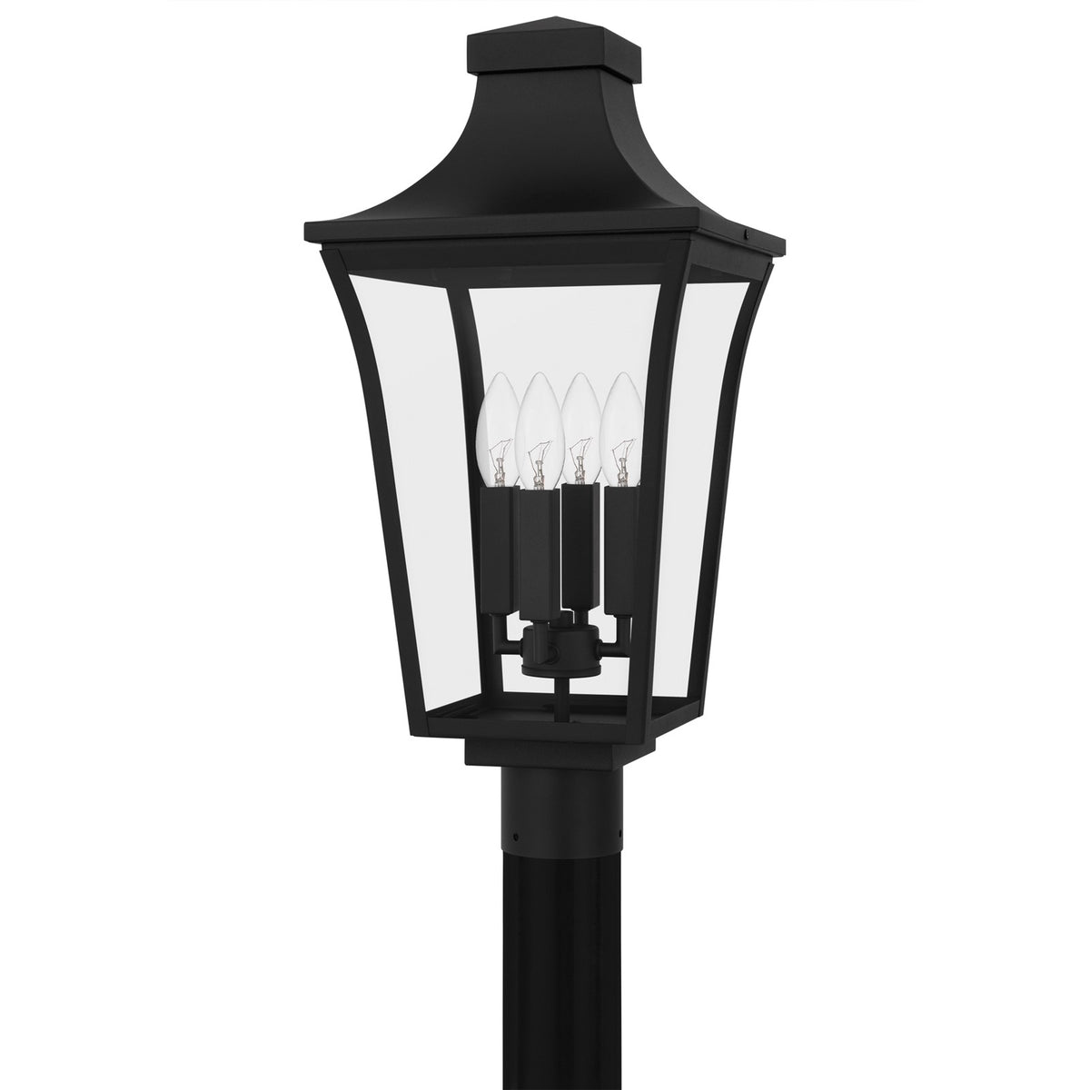 Quoizel Quentin 21.5in 4-Light Outdoor Lantern | Traditional Earth Black and Clear Glass | Front Porch & Patio | 10 x 10 x 21.5 in | Model QTN9010EK
